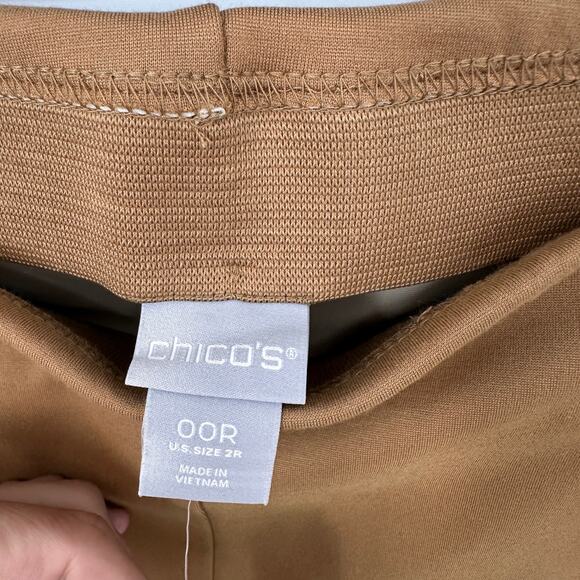 CHICOS NWT Juliet Slim Leg Pull on Elastic Waist Pants in Brown Khaki // 2 - Picture 4 of 13